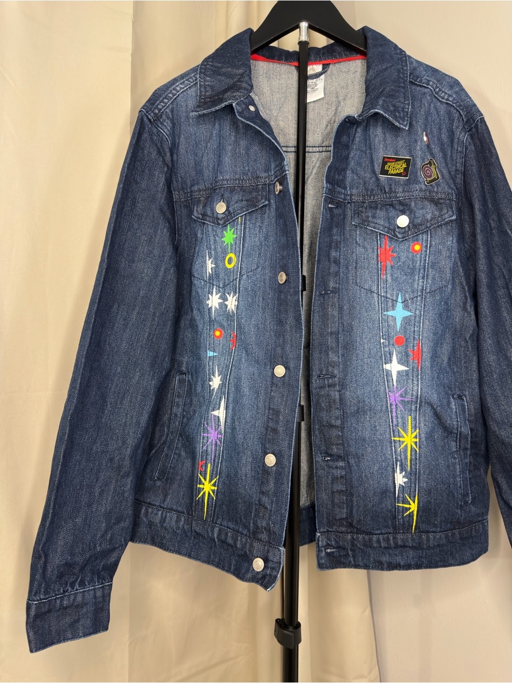 Mickey Mouse Denim Jacket with Colorful Star Motif - Blue